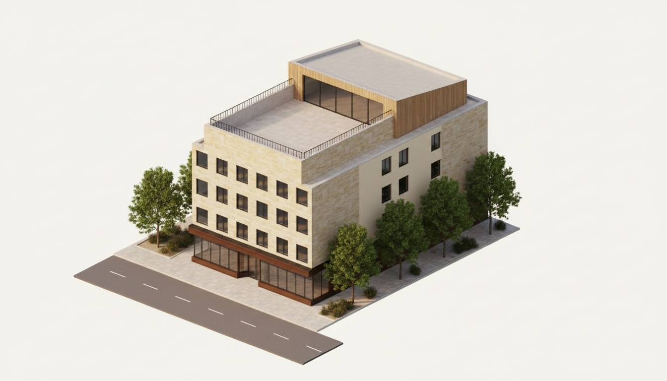 L’immeuble, rue arborée