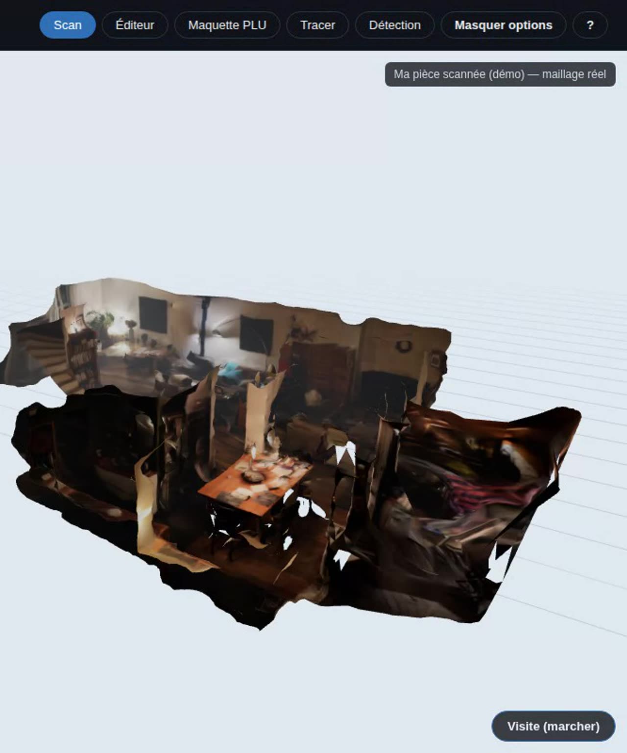 Visite 3D du salon scanné